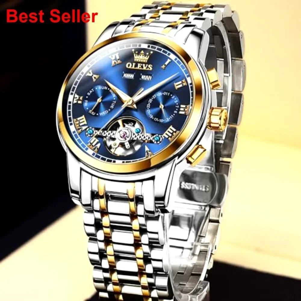 Automatic Self-Wind Mechanical Watch with Stainless Steel Strap
